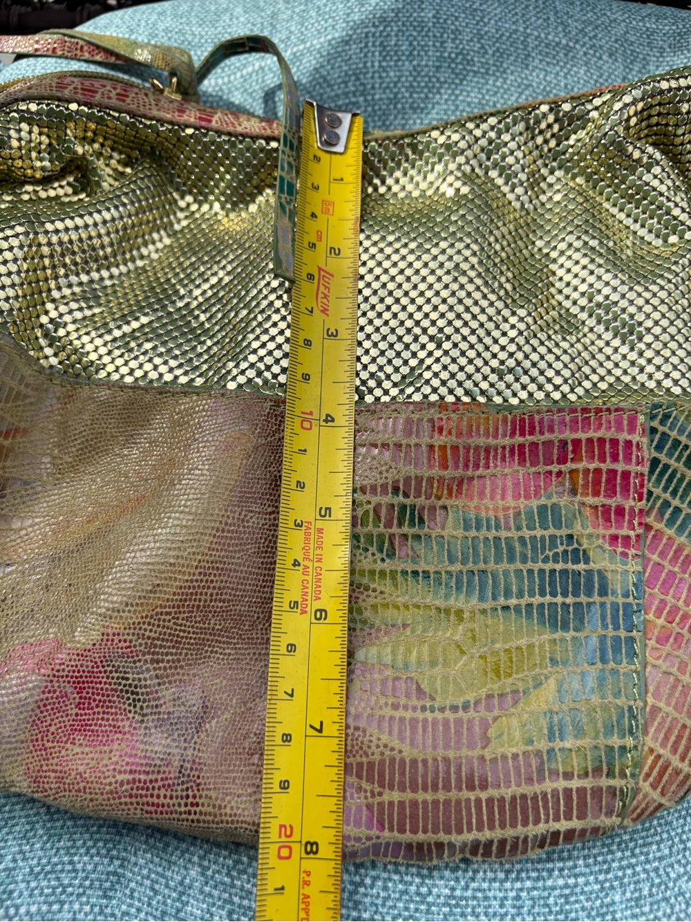 Vintage Whiting & Davis Gold and Green tone Snakeskin Mesh Shoulder Bag - Picture 7 of 7